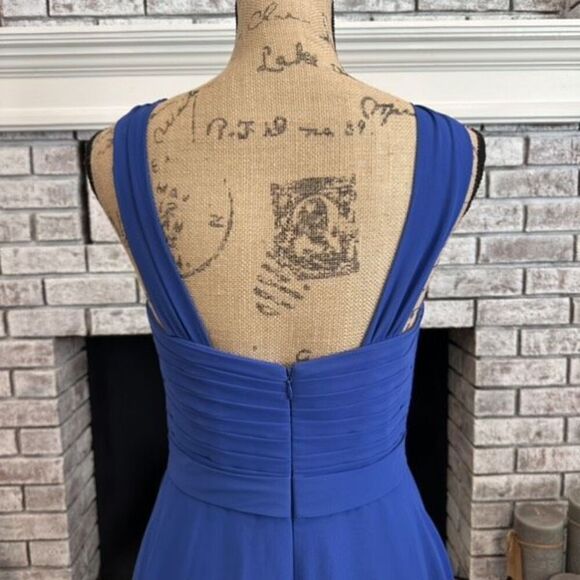 AZAZIE GRACE Royal Blue A-Line Pleated Chiffon Dress Size 6 Bridesmaid Wedding - Picture 9 of 10